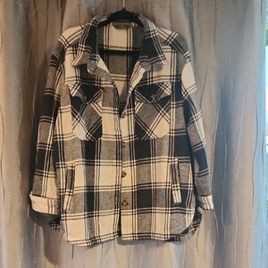 SHEIN Black and White Plaid Hoodie